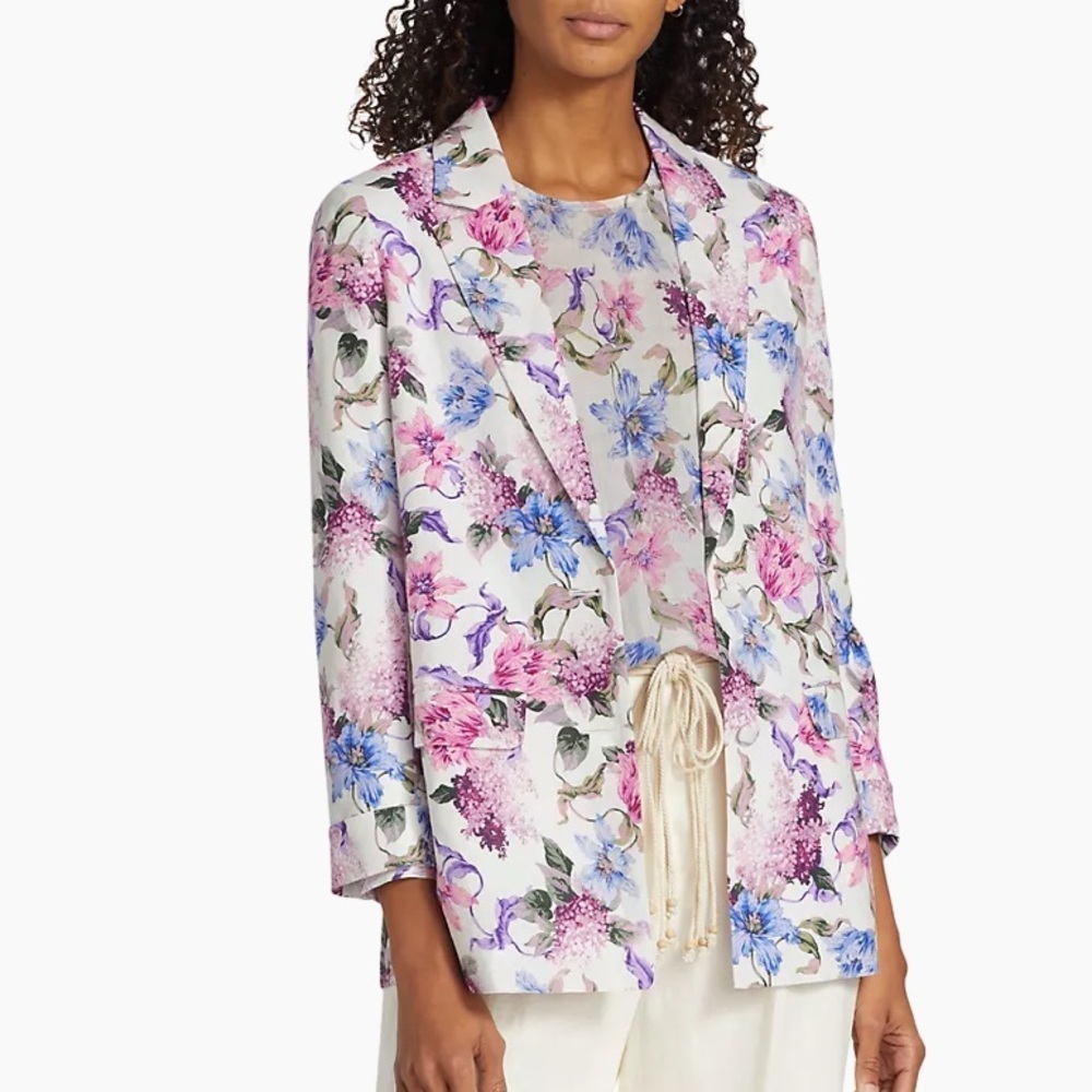 Cami NYC Owen Floral Linen Cotton Blazer‎ Pink Jacket Size Medium M